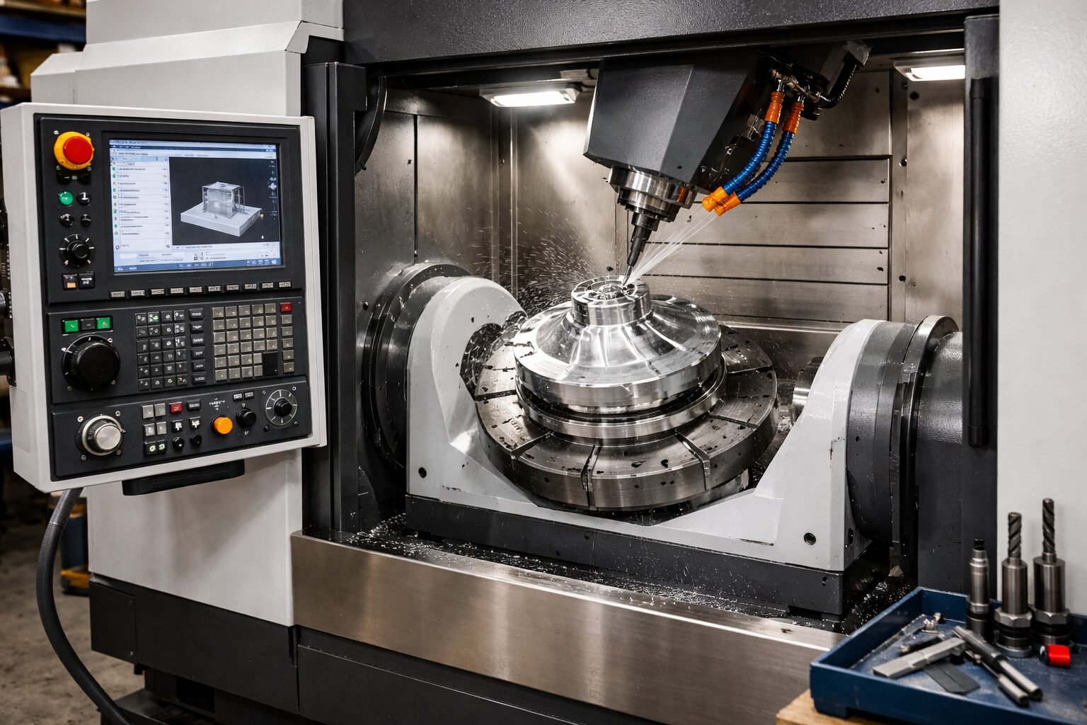 CNC milling machine in action at Kinetix FabWorks